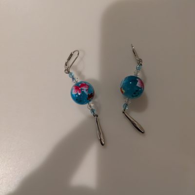 Paire de Boucles d'Oreilles "Ballet Aigue-Marine" issue de la Collection Danse de Kingyo par Atelier Sakura