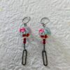 Boucles d'oreilles Ballet Écarlate vue posées à plat - Collection Danse de Kingyo - Par Sakura Créations