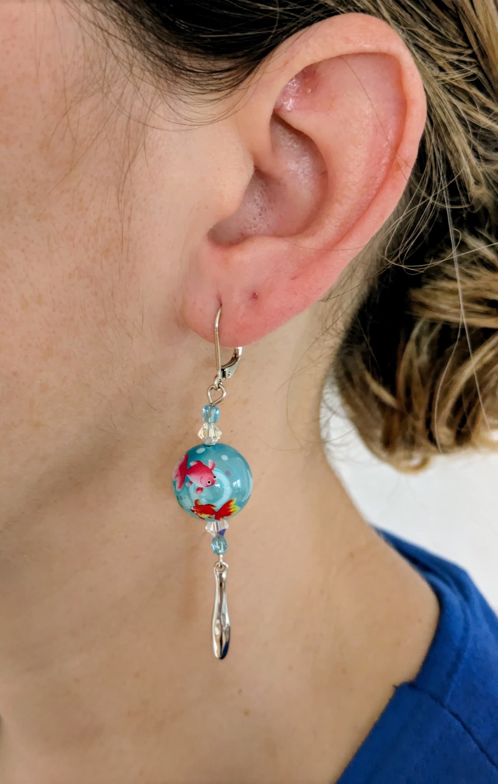 Set Nage Délicate - Boucles d'oreilles Ballet Aigue-Marine - Par Sakura Créations