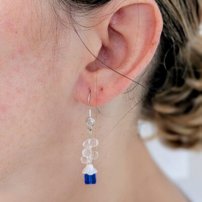 Boucles d'oreilles Douceur de Hozugawa vue portée - Collection Rivières Enchantées - Par Sakura Créations
