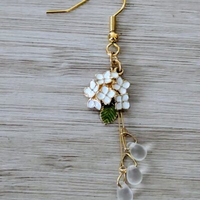 Boucles d'oreilles Fleur de Hozugawa - Collection Rivières Enchantées - Par Sakura Créations