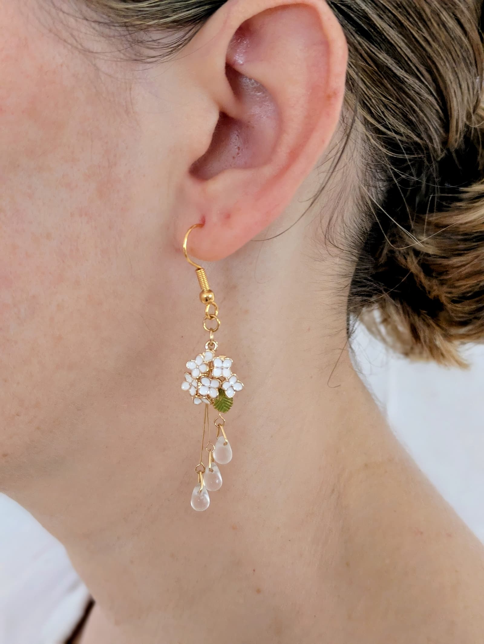 Boucles d'oreilles Fleur de Hozugawa - Collection Rivières Enchantées - Par Sakura Créations