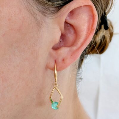 Duo Courbes Élégantes - Boucles d'oreilles Lagon Cristallin - Vert - Par Sakura Créations