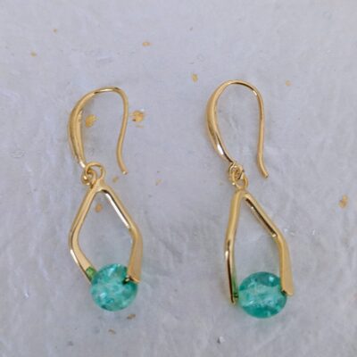 Duo Courbes Élégantes - Boucles d'oreilles Lagon Cristallin - Vert - Par Sakura Créations