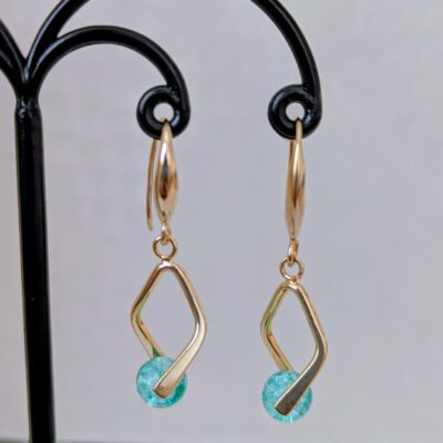 Duo Courbes Élégantes - Boucles d'oreilles Lagon Cristallin - Vert - Par Sakura Créations
