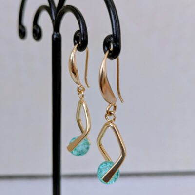 Duo Courbes Élégantes - Boucles d'oreilles Lagon Cristallin - Vert - Par Sakura Créations