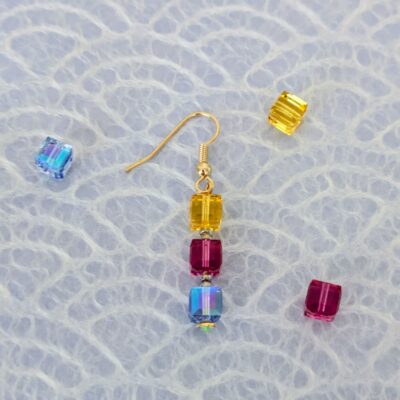 Boucles d'oreilles Lueurs du Crépuscule - Bleu Clair - Collection Voyage à Osaka - Par Sakura Créations