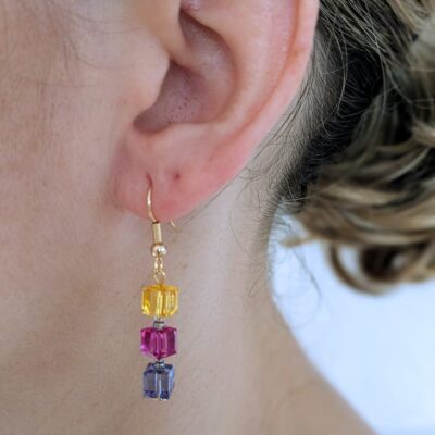 Boucles d'oreilles Lueurs du Crépuscule - Violet - Collection Voyage à Osaka - Par Sakura Créations