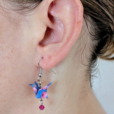 Boucles d'oreilles Origami Danse du Tsuru – Brise de Sakura - Collection Les Origami Japonais - Par Sakura Créations