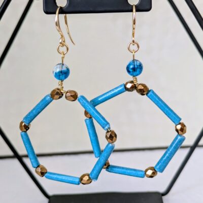 Boucles d'oreilles Prismes d'Azur - Collection Voyage Turquoise - Par Sakura Créations