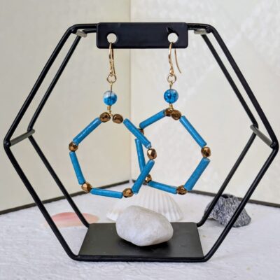 Boucles d'oreilles Prismes d'Azur - Collection Voyage Turquoise - Par Sakura Créations