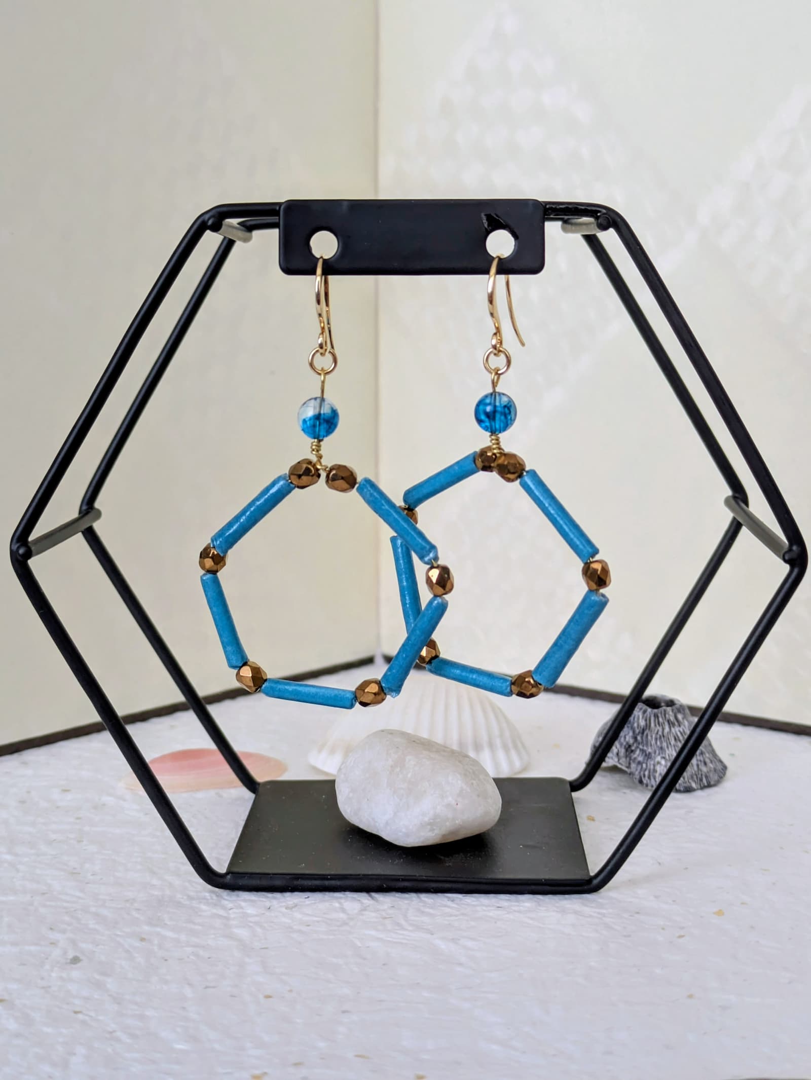 Boucles d'oreilles Prismes d'Azur - Collection Voyage Turquoise - Par Sakura Créations