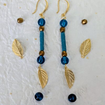 Parure Voyage Turquoise - Feuille d'Or - Collection Voyage Turquoise - Par Sakura Créations