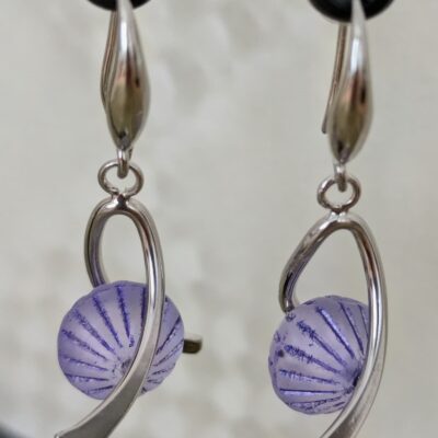Duo Courbes Élégantes - Boucles d'oreilles Violet Zen- Par Sakura Créations