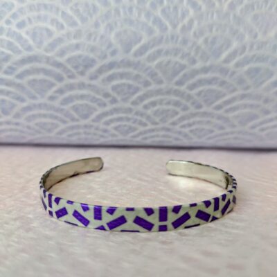 Bracelet Jonc Mosaïque Violette - Collection Plumes de Papier Washi - Par Sakura Créations