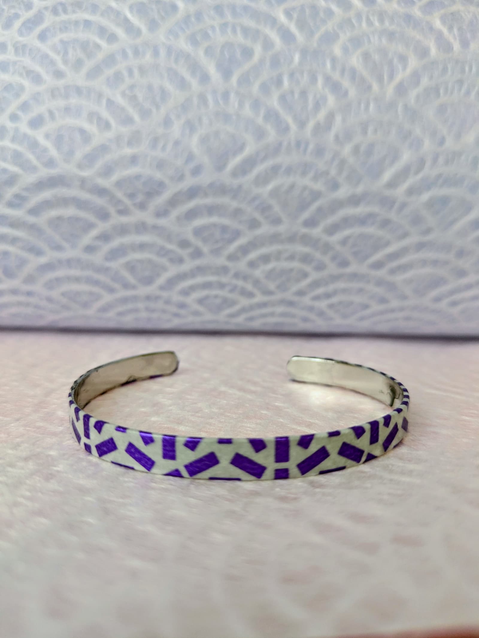 Bracelet Jonc Mosaïque Violette - Collection Plumes de Papier Washi - Par Sakura Créations