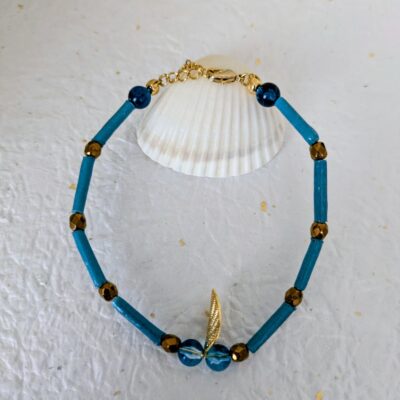 Parure Voyage Turquoise - Feuille d'Or - Collection Voyage Turquoise - Par Sakura Créations