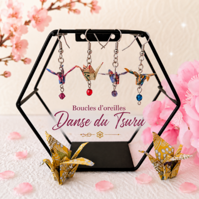 Boucles d'oreilles Origami Danse du Tsuru – 4 déclinaisons - Collection Les Origami Japonais - Par Sakura Créations