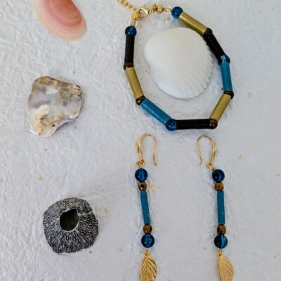 Parure Voyage Turquoise - Éclats de Kintsugi - Collection Voyage Turquoise - Par Sakura Créations