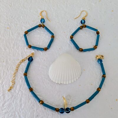 Parure Voyage Turquoise - Éclats Prismatiques - Collection Voyage Turquoise - Par Sakura Créations