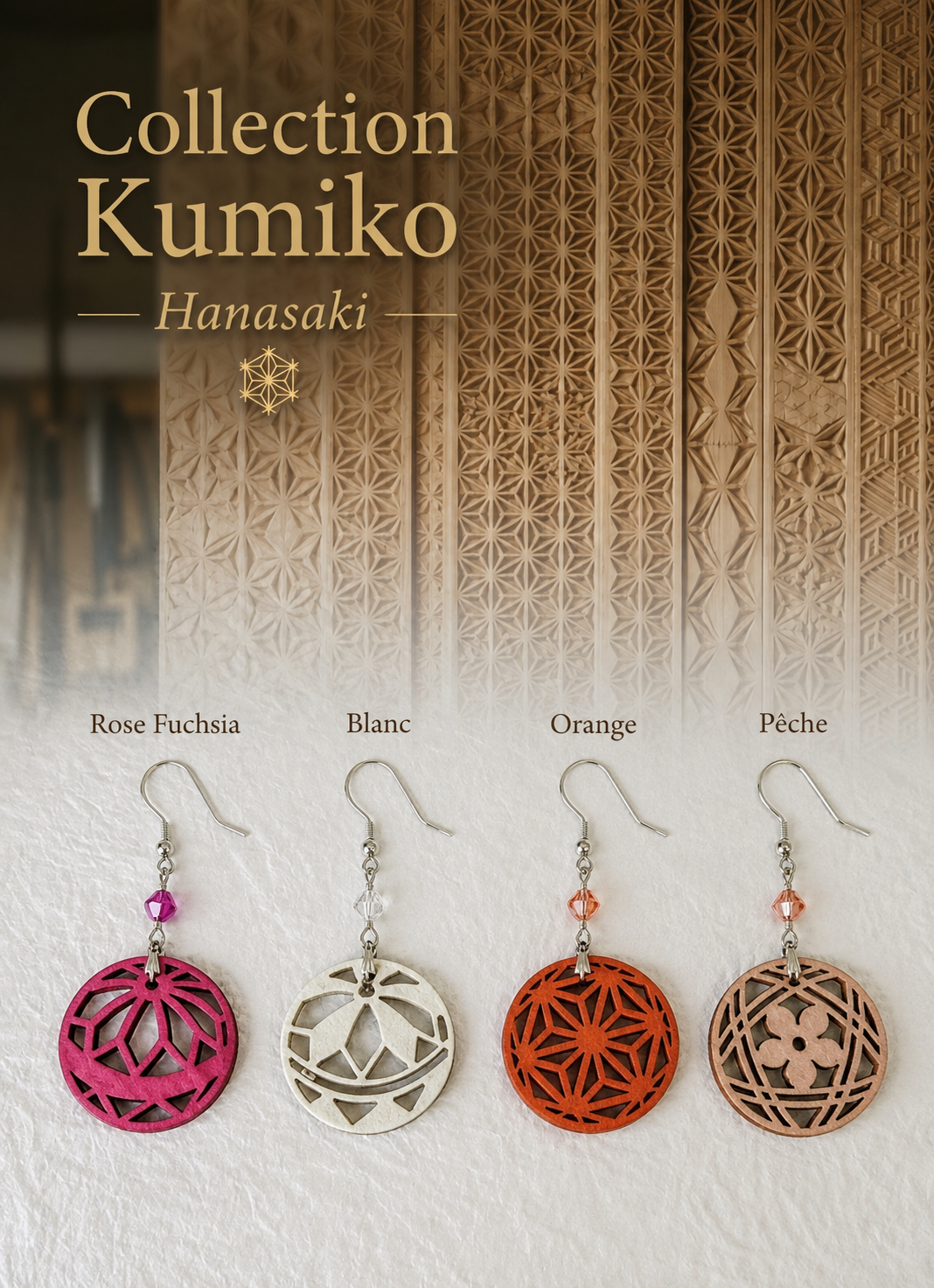 Boucles d'oreilles Hanasaki – 4 Déclinaisons - Collection Kumiko - Par Sakura Créations