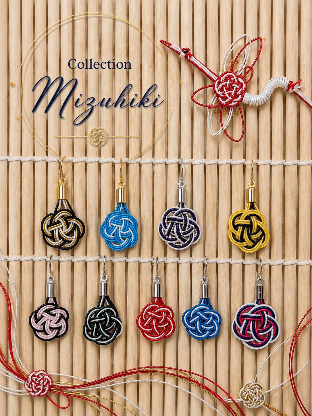 Boucles d'oreilles de la Collection Mizuhiki - Par Sakura Créations