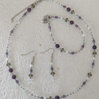 Parure Complète Rivière de Kiso (Collier, Bracelet, Boucles d'oreilles) - Collection Rivières Enchantées - Par Sakura Créations