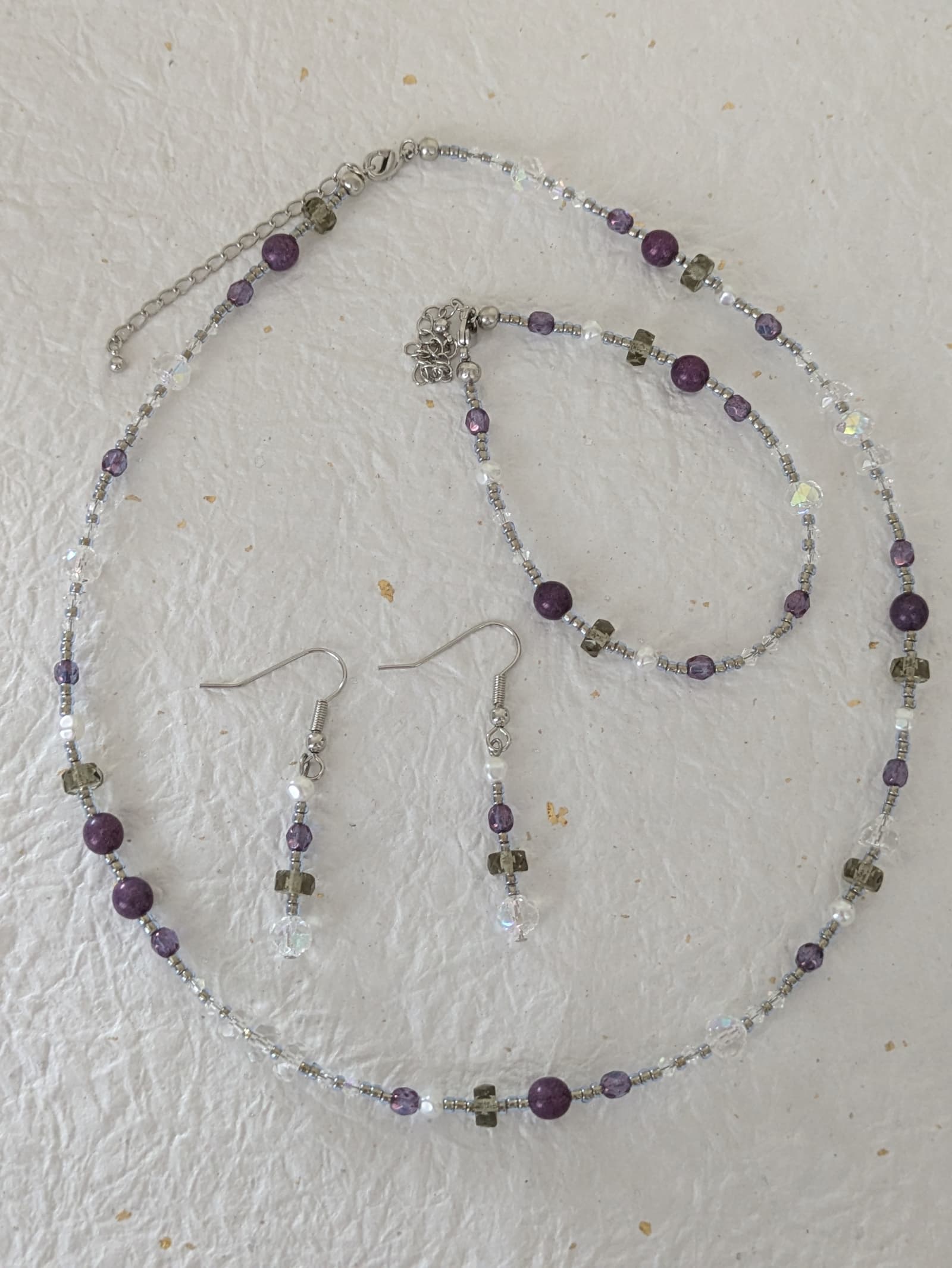 Parure Complète Rivière de Kiso (Collier, Bracelet, Boucles d'oreilles) - Collection Rivières Enchantées - Par Sakura Créations