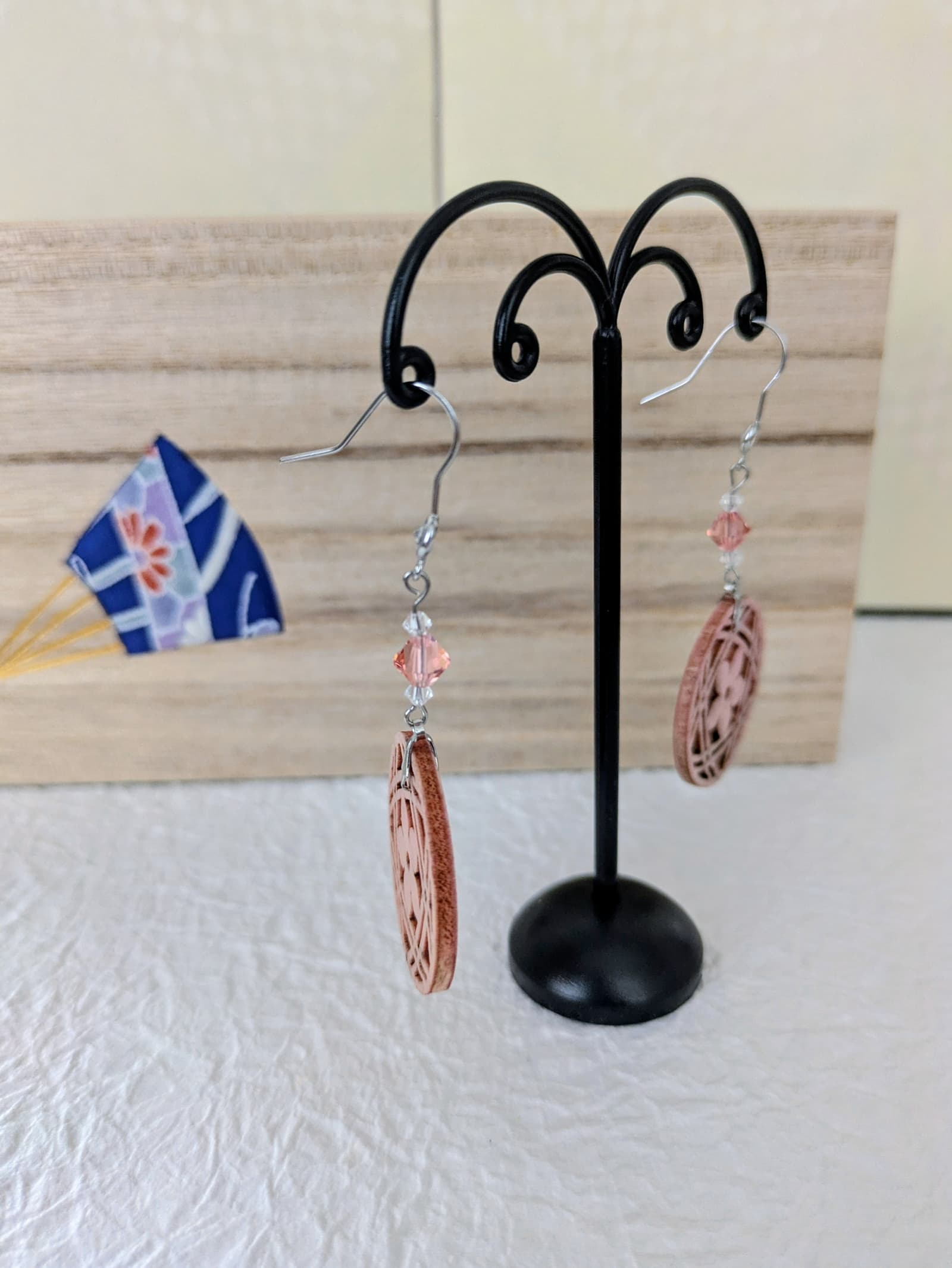 Boucles d'oreilles Hanasaki – Pêche - Collection Kumiko - Par Sakura Créations