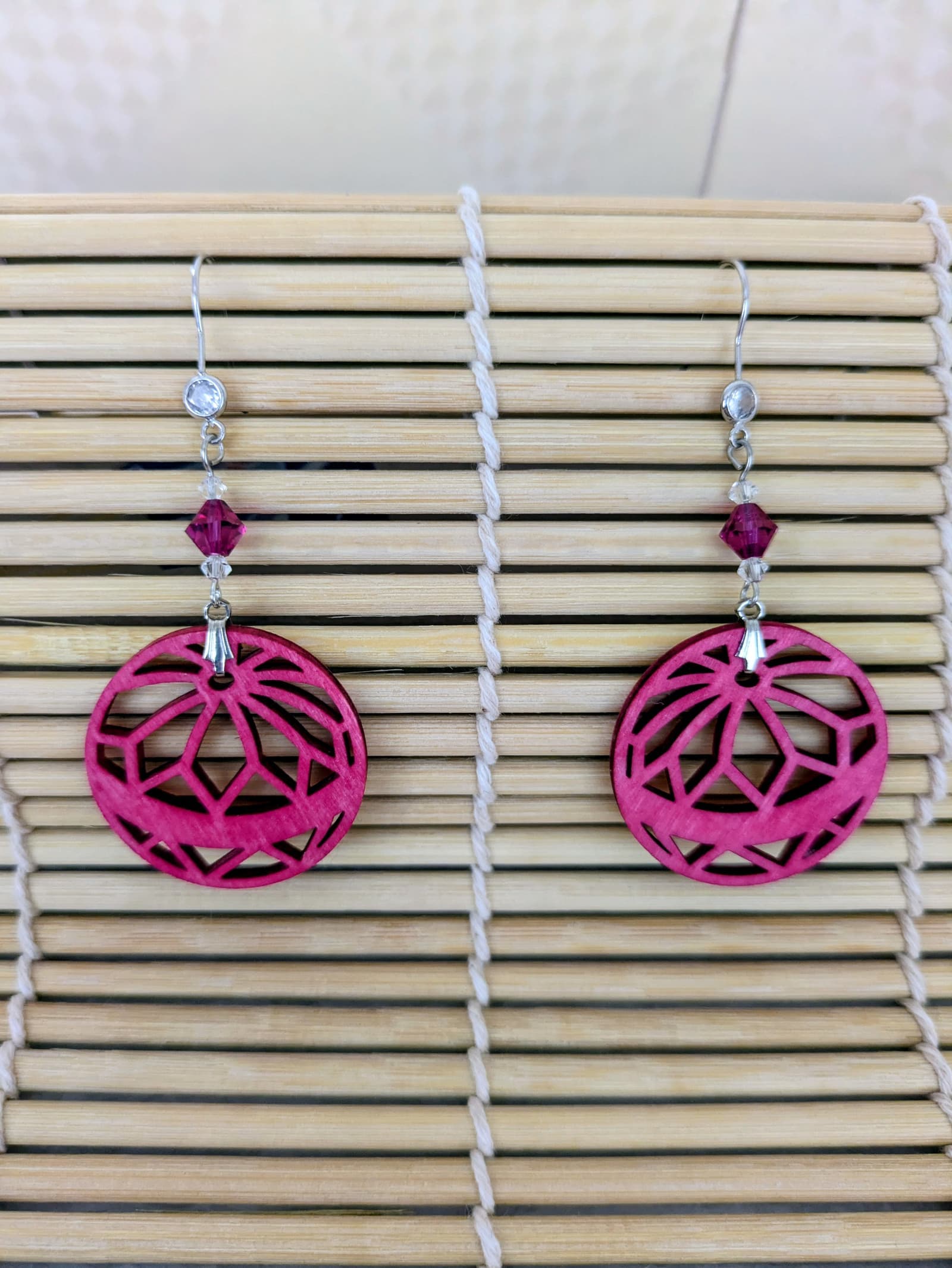 Boucles d'oreilles Hanasaki – Rose Fuchsia - Collection Kumiko - Par Sakura Créations