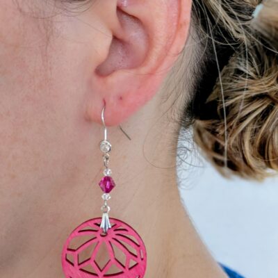 Boucles d'oreilles Hanasaki – Rose Fuchsia - Collection Kumiko - Par Sakura Créations