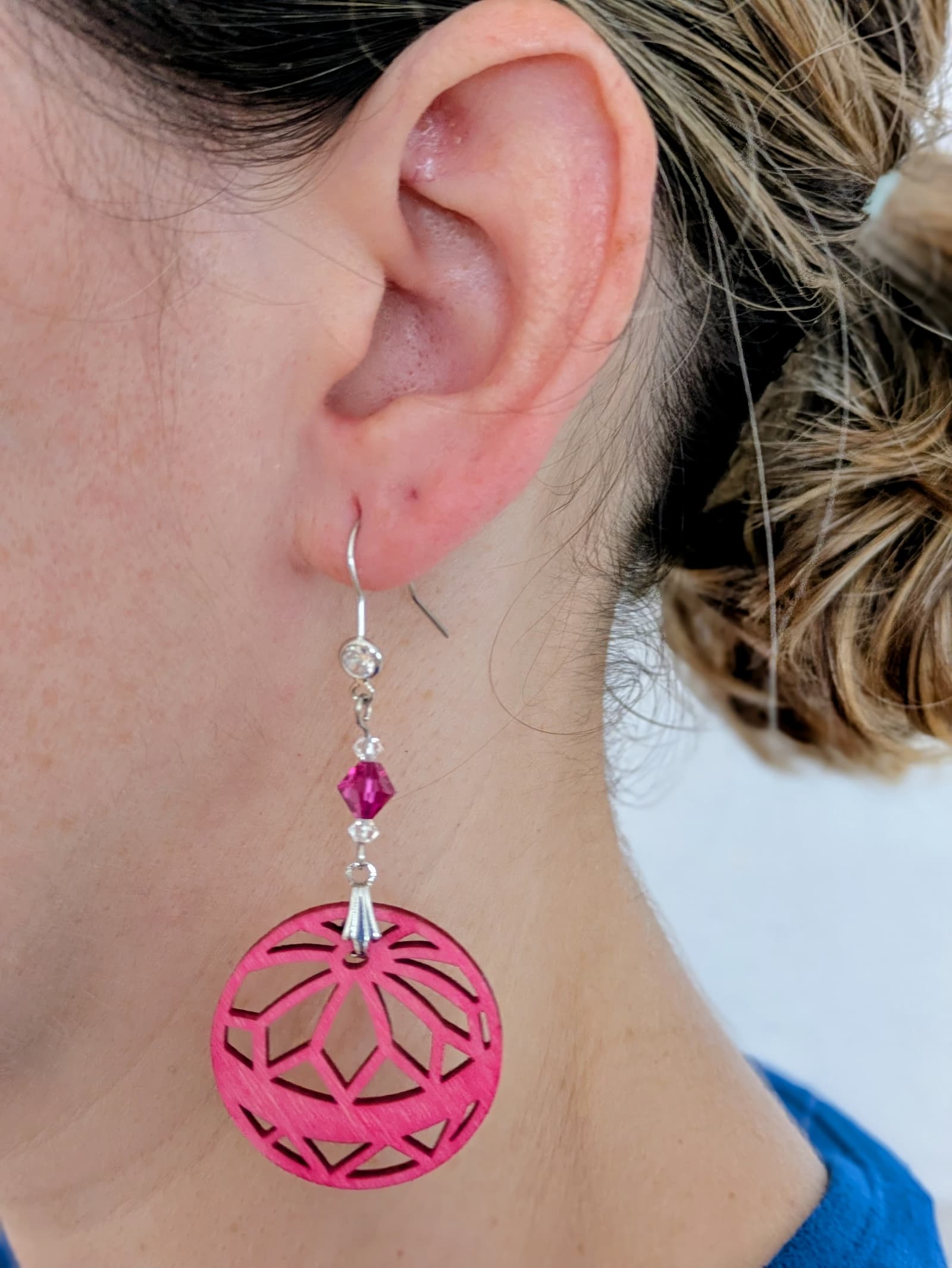 Boucles d'oreilles Hanasaki – Rose Fuchsia - Collection Kumiko - Par Sakura Créations