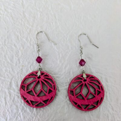 Boucles d'oreilles Hanasaki – Rose Fuchsia - Collection Kumiko - Par Sakura Créations