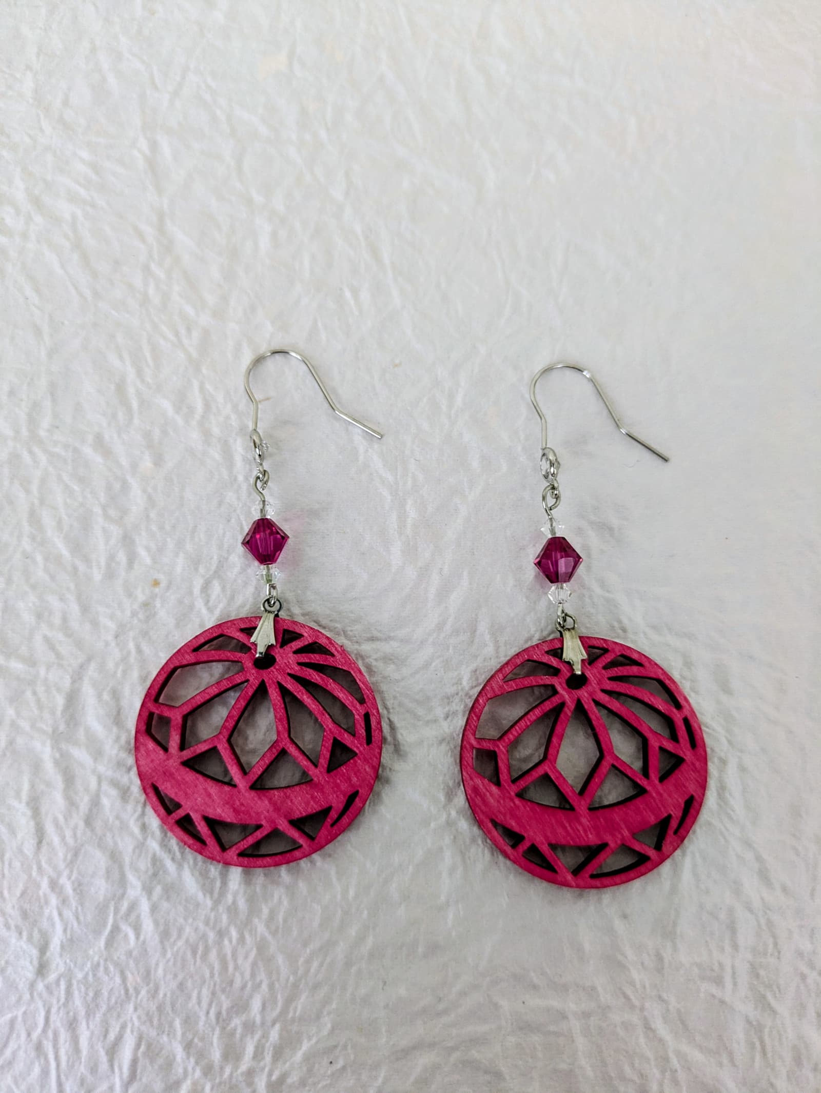 Boucles d'oreilles Hanasaki – Rose Fuchsia - Collection Kumiko - Par Sakura Créations