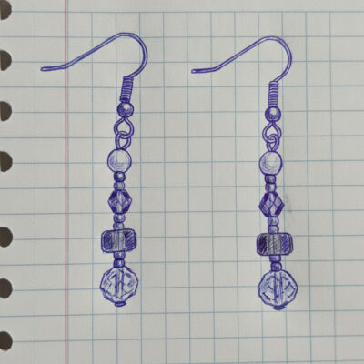 Parure Rivière de Kiso (Collier Cascade de Kiso et Boucles d'Oreilles Lumières de Kiso - Violet) - Collection Rivières Enchantées - Par Sakura Créations