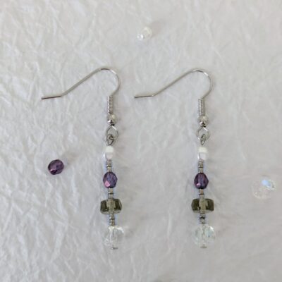 Parure Rivière de Kiso (Collier Cascade de Kiso et Boucles d'Oreilles Lumières de Kiso - Violet) - Collection Rivières Enchantées - Par Sakura Créations