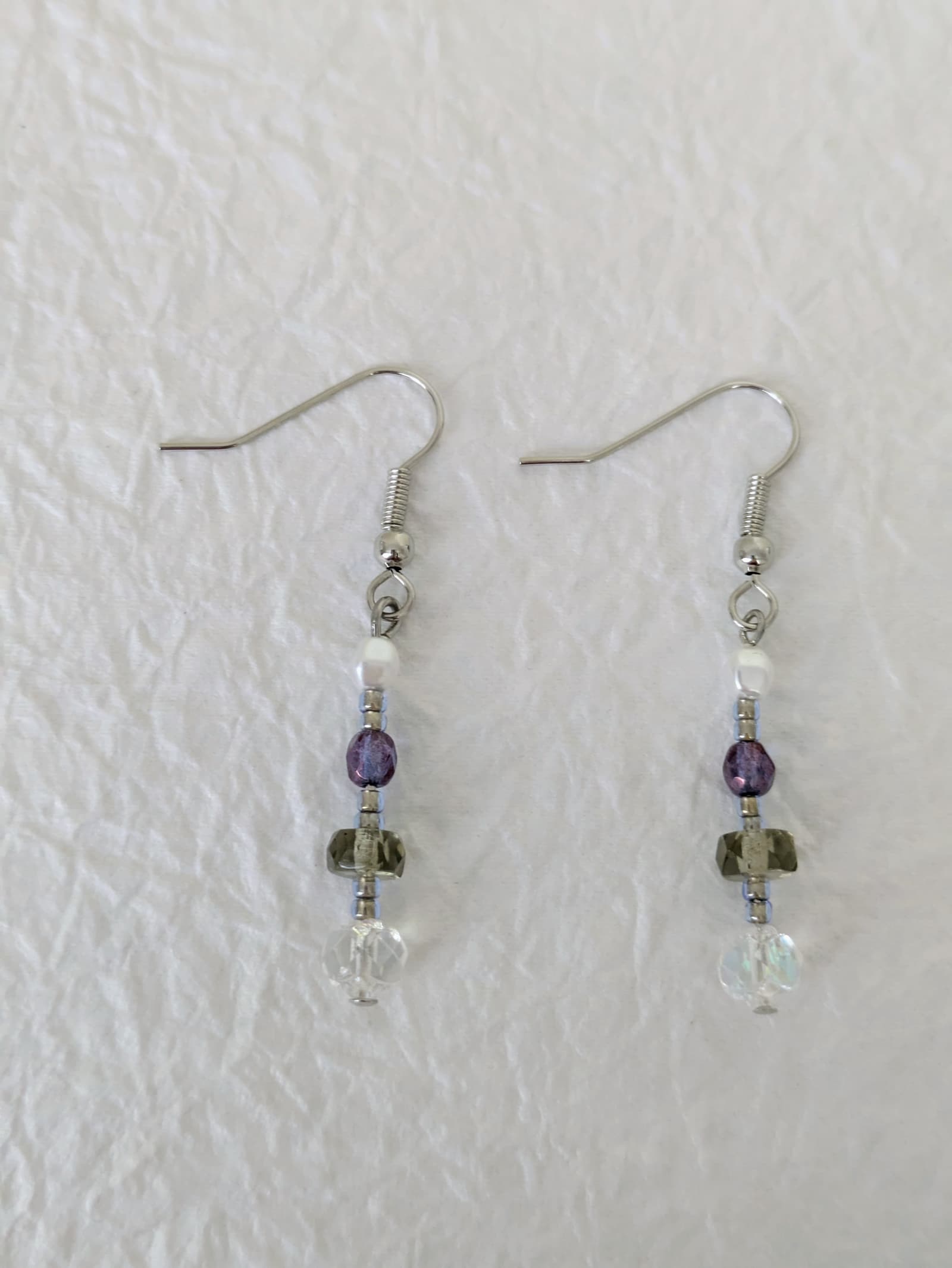 Parure Rivière de Kiso (Collier Cascade de Kiso et Boucles d'Oreilles Lumières de Kiso - Violet) - Collection Rivières Enchantées - Par Sakura Créations