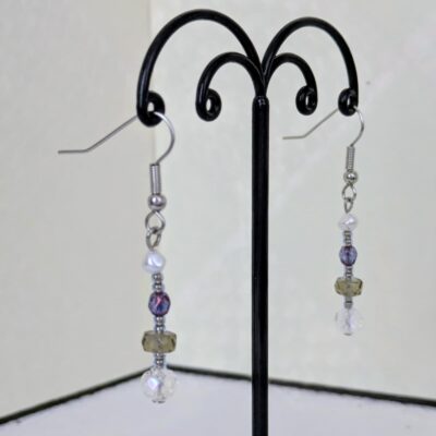 Parure Rivière de Kiso (Collier Cascade de Kiso et Boucles d'Oreilles Lumières de Kiso - Violet) - Collection Rivières Enchantées - Par Sakura Créations