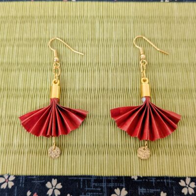 Boucles d'oreilles Origami Eventail Ondoyant – Fleurs de Sakura - Collection Les Origami Japonais - Par Sakura Créations