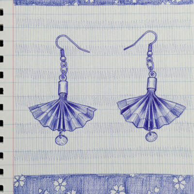Boucles d'oreilles Origami Éventail Ondoyant – Jeux d’Éventails- Collection Les Origami Japonais - Par Sakura Créations