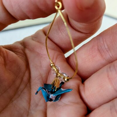 Boucles d'oreilles Origami Hokkaido no Tsuru - Ciel de Sakura - Collection Les Origami Japonais - Par Atelier Sakura