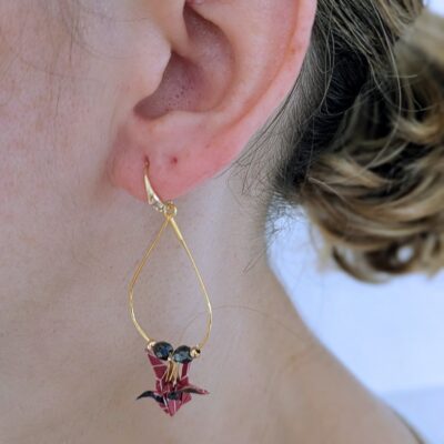 Boucles d'oreilles Origami Hokkaido no Tsuru – Elégance Japonaise - Collection Les Origami Japonais - Par Atelier Sakura