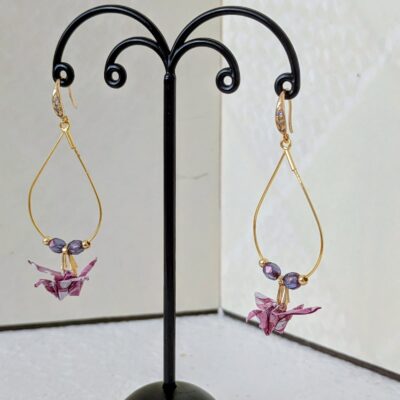 Boucles d'oreilles Origami Hokkaido no Tsuru - Hanami - Collection Les Origami Japonais - Par Atelier Sakura