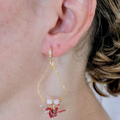 Boucles d'oreilles Origami Hokkaido no Tsuru – Kimono Impérial - Collection Les Origami Japonais - Par Atelier Sakura