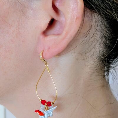 Boucles d'oreilles Origami Hokkaido no Tsuru – Kingyo - Collection Les Origami Japonais - Par Atelier Sakura