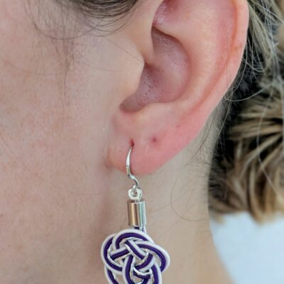 Boucles d'oreilles Umemusubi - Violet & Argenté - Collection Mizuhiki - Par Sakura Créations