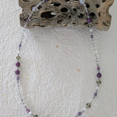 Parure Rivière de Kiso (Collier Cascade de Kiso et Boucles d'Oreilles Lumières de Kiso - Violet) - Collection Rivières Enchantées - Par Sakura Créations