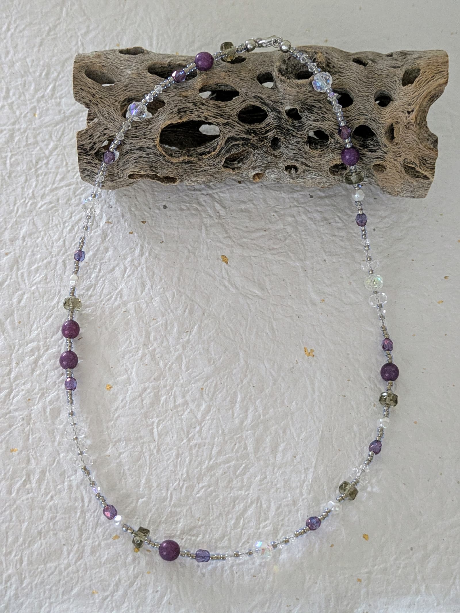Parure Rivière de Kiso (Collier Cascade de Kiso et Boucles d'Oreilles Lumières de Kiso - Violet) - Collection Rivières Enchantées - Par Sakura Créations