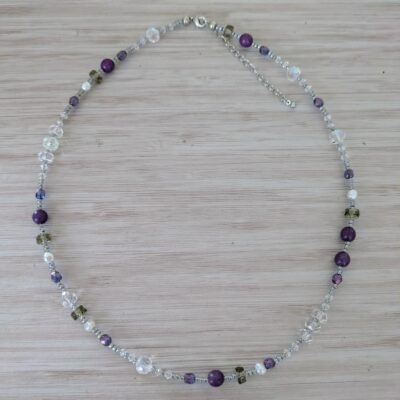 Parure Rivière de Kiso (Collier Cascade de Kiso et Boucles d'Oreilles Lumières de Kiso - Violet) - Collection Rivières Enchantées - Par Sakura Créations