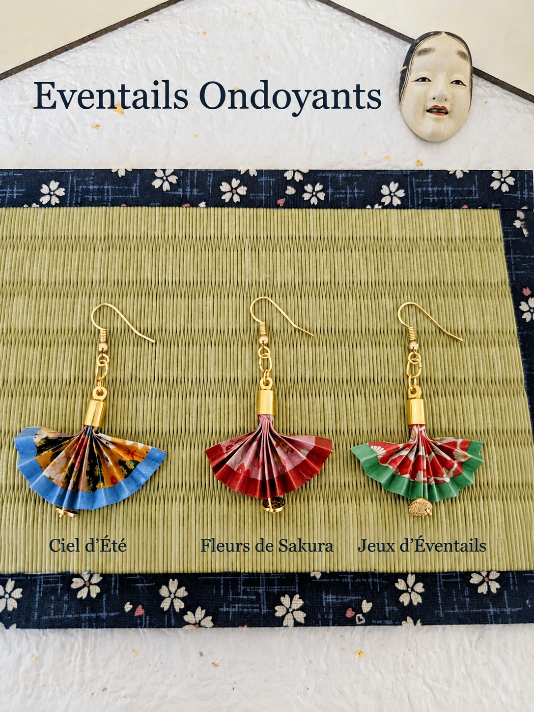 Boucles d'oreilles Origami Eventail Ondoyant – Trois déclinaisons - Collection Les Origami Japonais - Par Sakura Créations